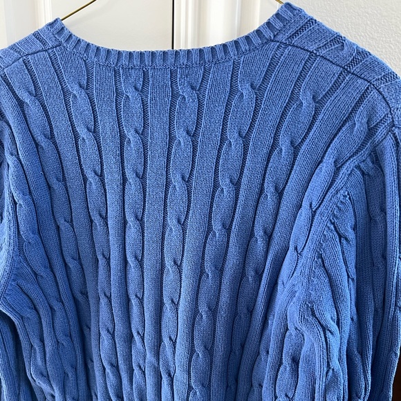 CLEARANCE Women’s Blue Medium Cotton V-Neck Knit Sweater - Picture 7 of 9